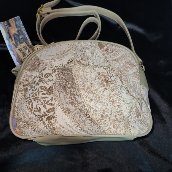 Handbags - NEW Genuine Leather Patchwork Crossbody Bag - Cream and Brown